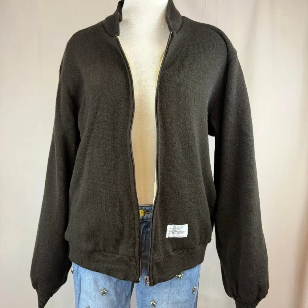 Vintage IZOD LACOSTE Mens (L) Jacket Beige Brown Lined Grandpa Dad Normcore Gorp